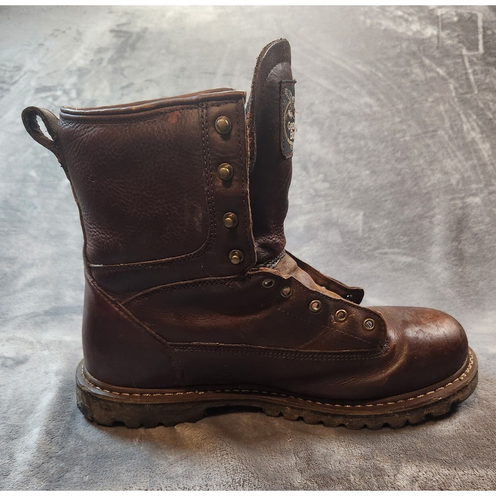Georgia Boots Mens 13 Brown Leather Waterproof Lace-To-Toe Work Logger
